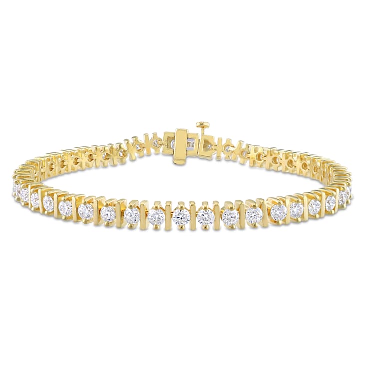 4 1/2 CT DEW Created Moissanite Bar Tennis Bracelet in Yellow Plated
Rhodium Over Sterling Silver