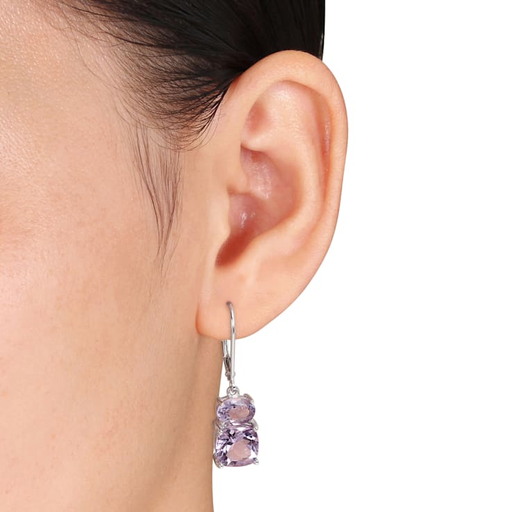 5 CT TGW Amethyst and Rose De France Earrings in Sterling Silver