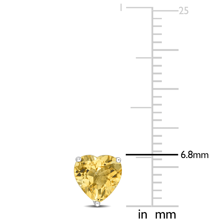 3 1/4 CT TGW Heart Shape Citrine Stud Earrings in Sterling Silver