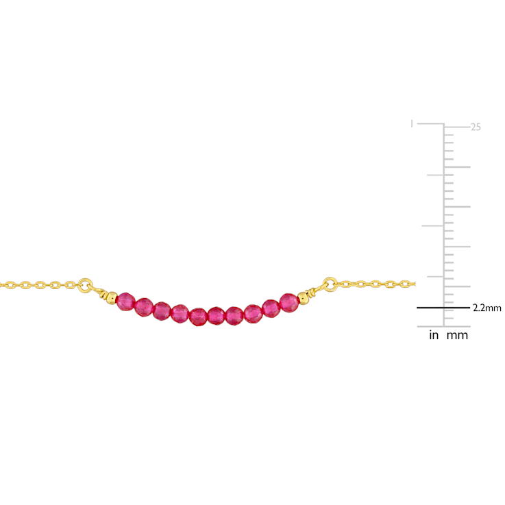 1/2 CT TGW Created Ruby Bead Bar Bracelet in Yellow Plated Sterling Silver