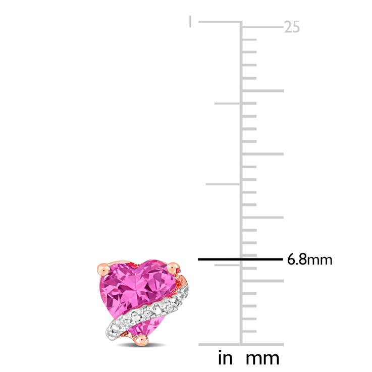 2 CT TGW Created Pink Sapphire and Diamond Accent Stud Earrings in Rose
Plated Sterling Silver