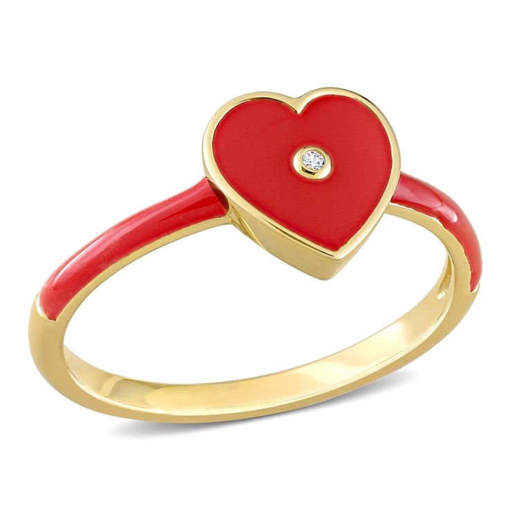 Red enamel heart ring online