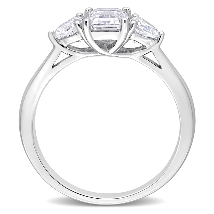 1 5/8 CT TGW Created Moissanite 3-Stone Ring in Sterling Silver