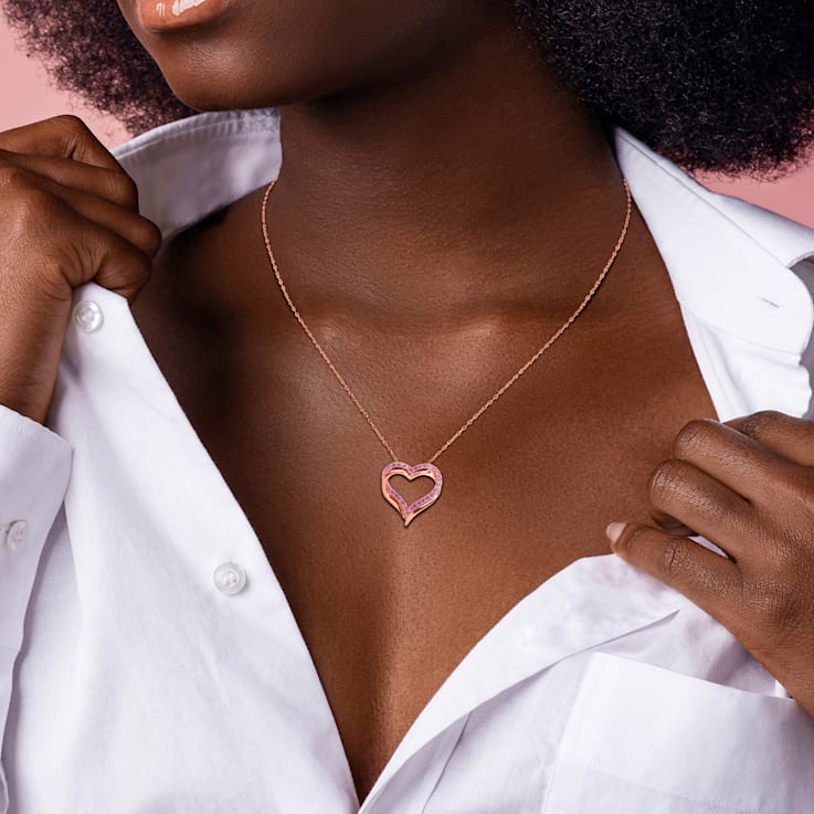 1/2 CT TGW Created Pink Sapphire Pendant with Chain in Rose Plated
Sterling Silver
