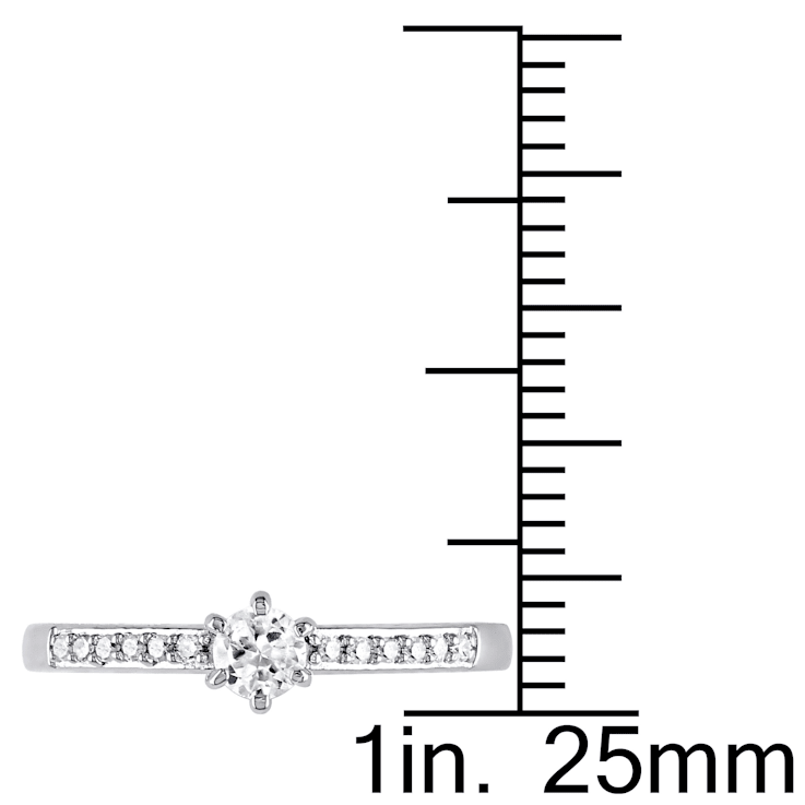 1/4 CT TGW Created White Sapphire and Diamond Accent Ring in Sterling Silver