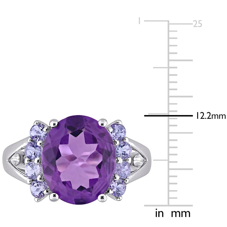 4 3/5 CT TGW Amethyst and Tanzanite Split Shank Ring in Sterling Silver