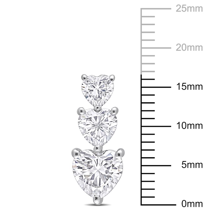 3 1/2 CT DEW Created Moissanite Graduated Triple Heart Earrings in
Sterling Silver