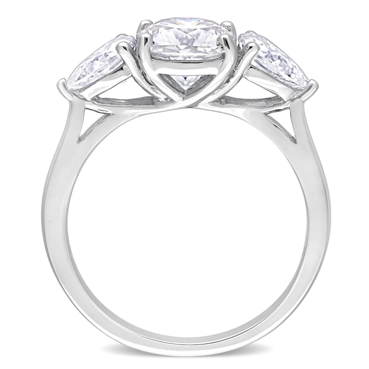3 CT TGW Created Moissanite 3-Stone Ring in Sterling Silver