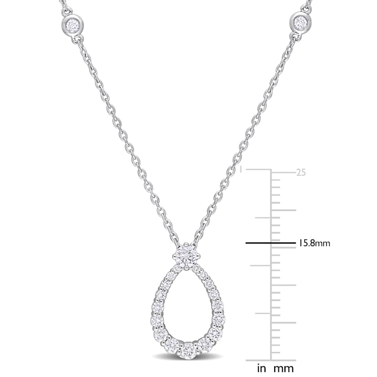 2/5 CT TW Diamond Open Teardrop Necklace in 14K White Gold