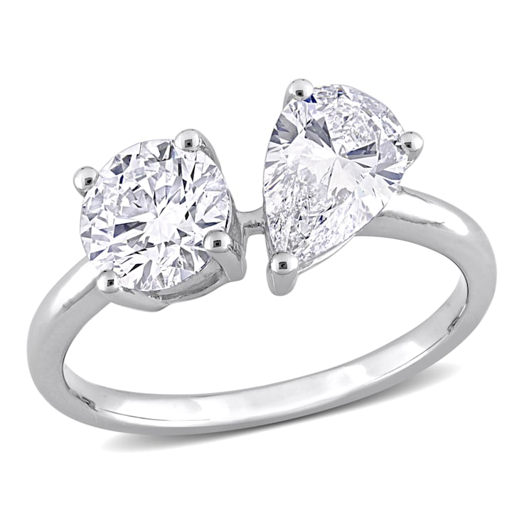 2 CT TGW Lab Grown Diamond 2-Stone Engagement Ring in 14K White Gold