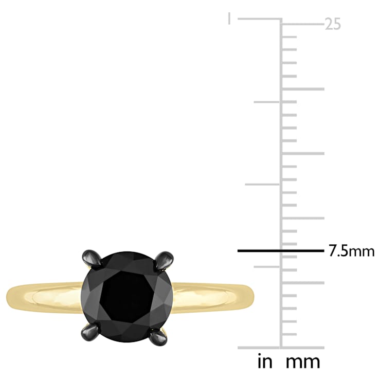 2 ct Black Diamond Solitaire Engagement Ring in 10K Yellow Gold