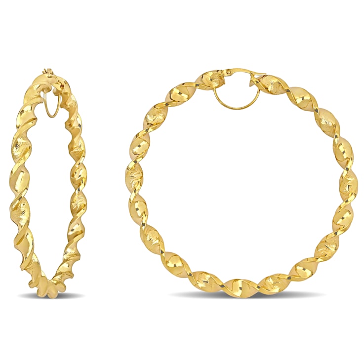74mm Twisted Hoop Earrings in 14k Yellow Gold