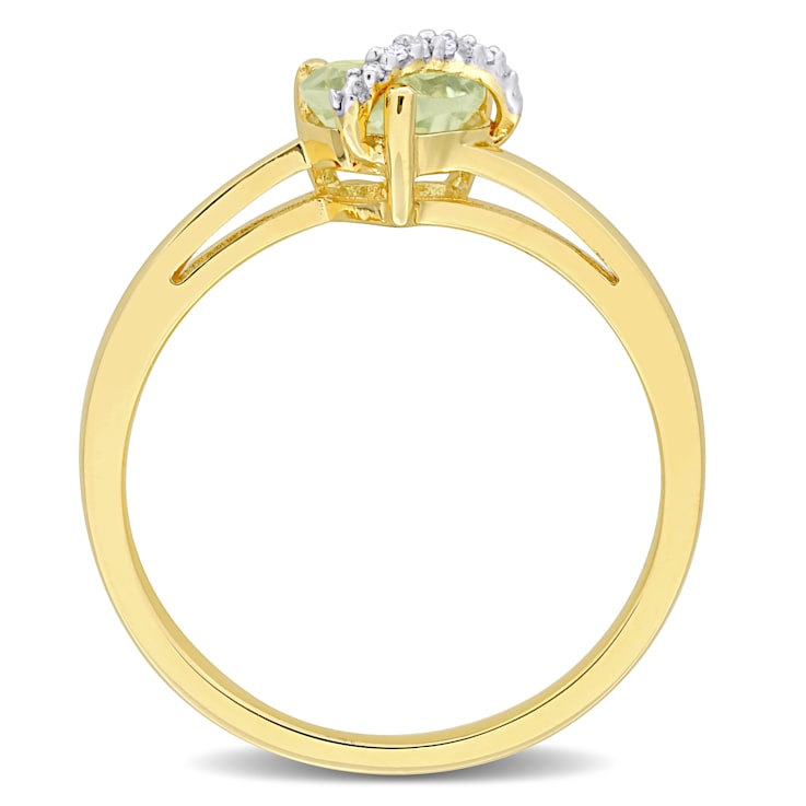 3/4 CT TGW Prasiolite and Diamond Accent Heart Wrap Ring in Yellow
Plated Sterling Silver