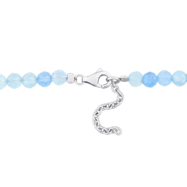 6 1/2 CT TGW Aquamarine Beaded Bracelet with Sterling Silver Clasp