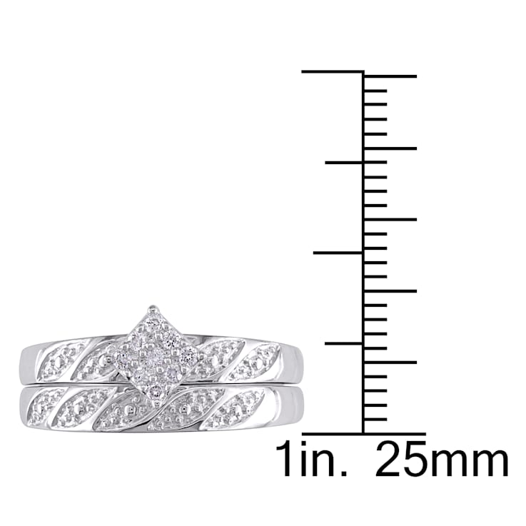 1/10 CT TW Diamond Bridal Set in Sterling Silver
