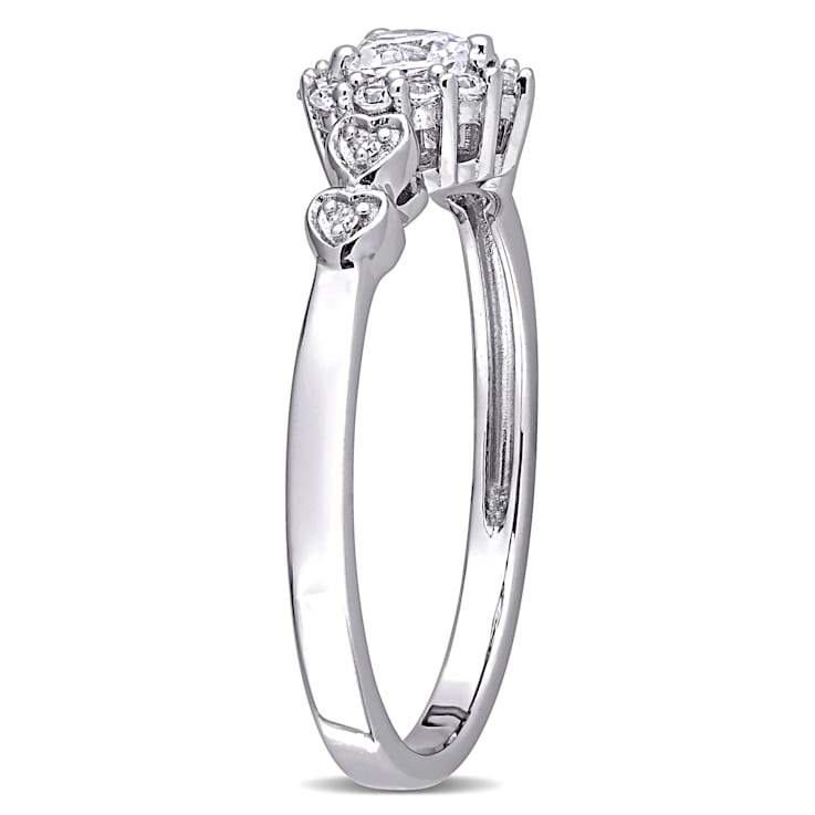 3/8 CT TGW Created White Sapphire and Diamond Accent Heart Ring in
Sterling Silver