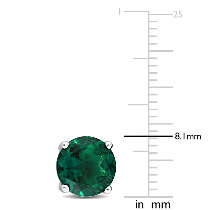 3 3/4 CT TGW Created Emerald Stud Earrings in Sterling Silver
