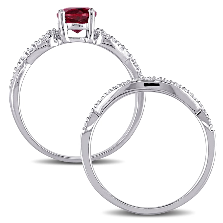 rubyさま 専用 Lab-Created Ruby & Diamond Necklace 1/6 ct tw Round-cut
