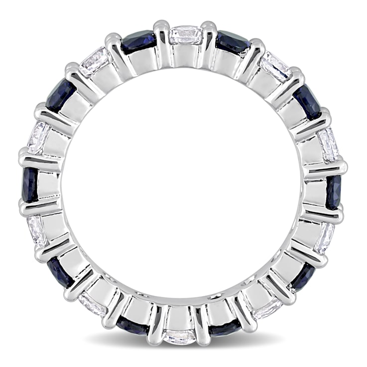 3 1/2 CT TGW Created Blue and White Sapphire Full Eternity Ring in
Sterling Silver