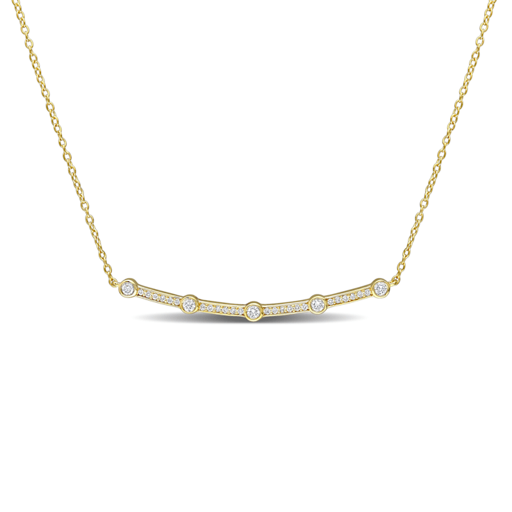 1/3 CT TGW Lab Grown Diamond Bar Pendant with Chain in 18K Yellow Gold
Plated Sterling Silver