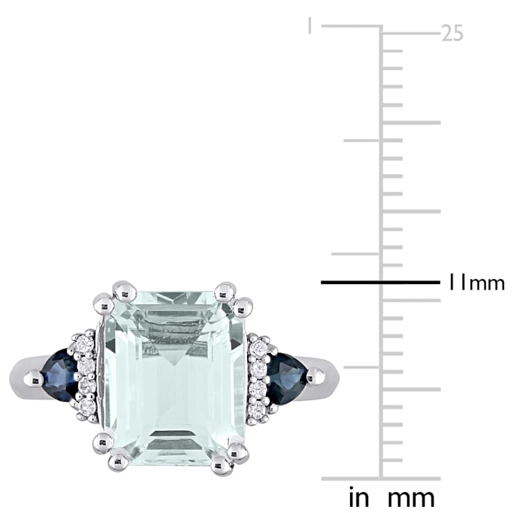 3 1/3 CT TGW Ice Aquamarine, Blue Sapphire and Diamond-Accent Cocktail
Ring in Sterling Silver