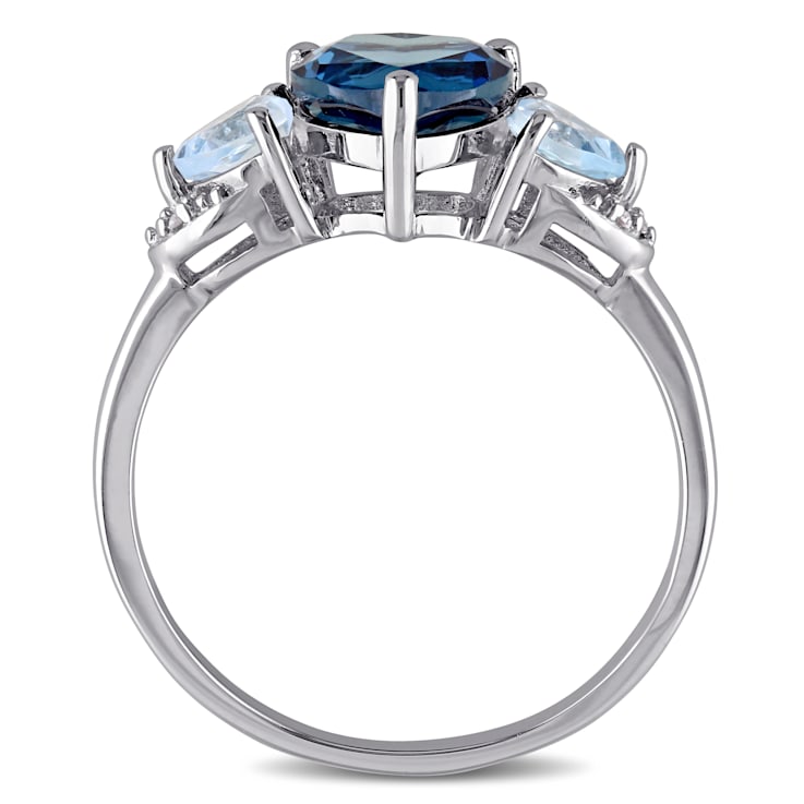 2 1/5 CT TGW London Blue and Sky Blue Topaz and Diamond Accent Ring in
Sterling Silver