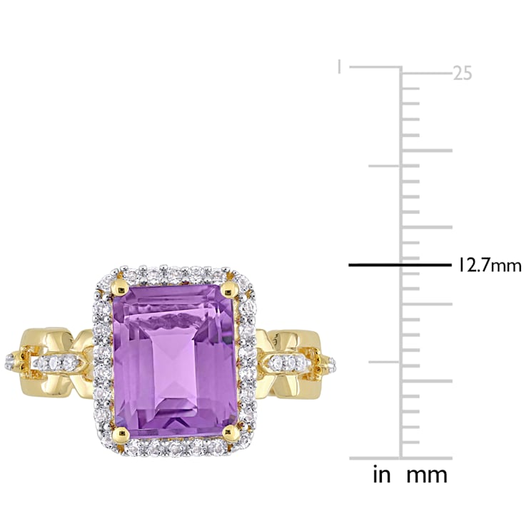 3 1/2 CT TGW  Multi-Gemstones and Diamond Accent Link Ring in Yellow
Plated Sterling Silver