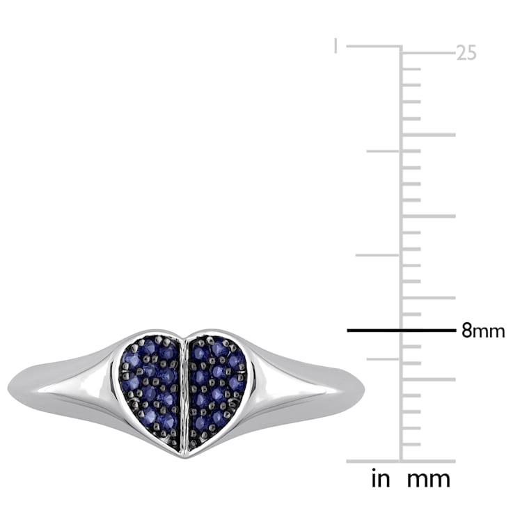 1/5 CT TGW Created Blue Sapphire Heart Ring in Sterling Sliver with
Black Rhodium Plated
