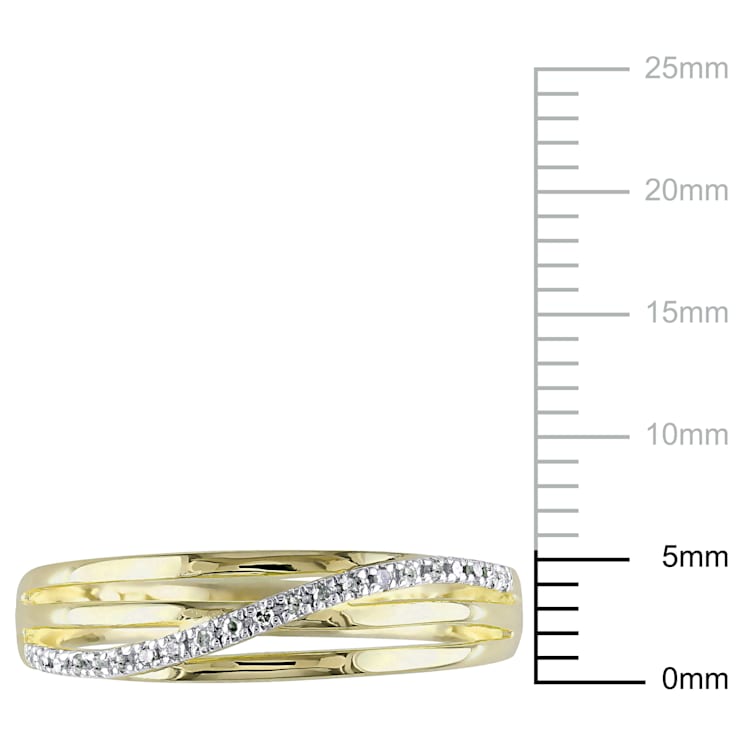 Diamond Crossover Ring in 18K Yellow Gold Over Sterling Silver