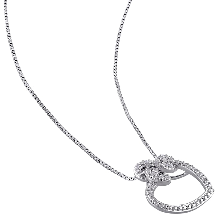 Diamond Heart Infinity Pendant with Chain in Sterling Silver