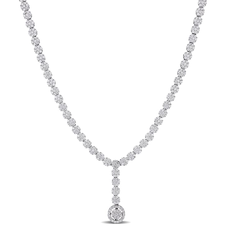 9 5/8 CT Cubic Zirconia Lariat Necklace in Sterling Silver