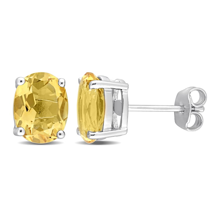 3 1/3 CT TGW Oval Citrine Stud Earrings in Sterling Silver