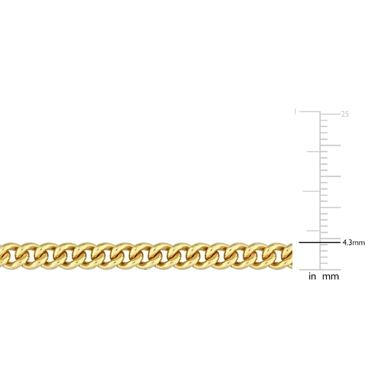 4.4MM Curb Link Chain Necklace in Yellow Plated Sterling Silver