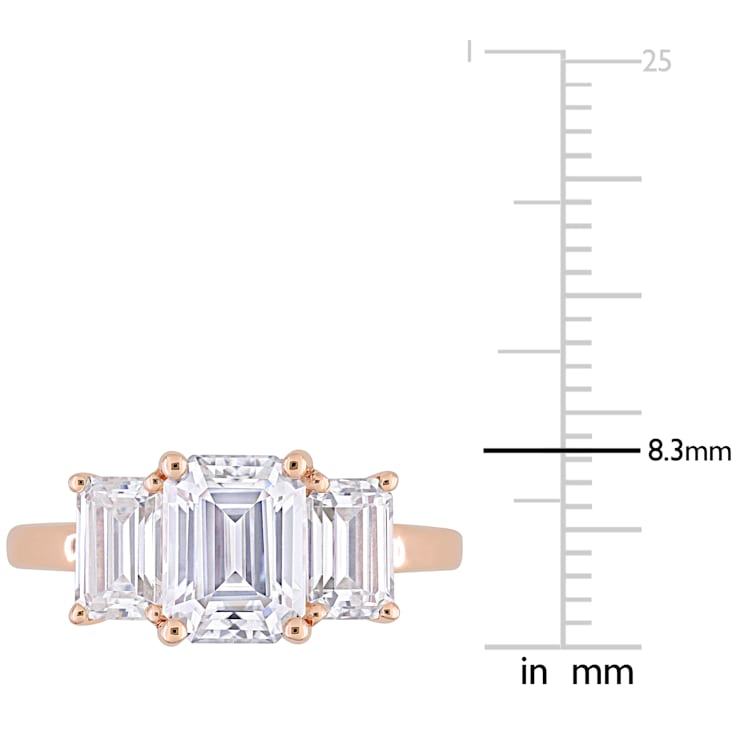 2-3/4 CT DEW Created Moissanite 3-Stone Engagement Ring in 10K Rose Gold