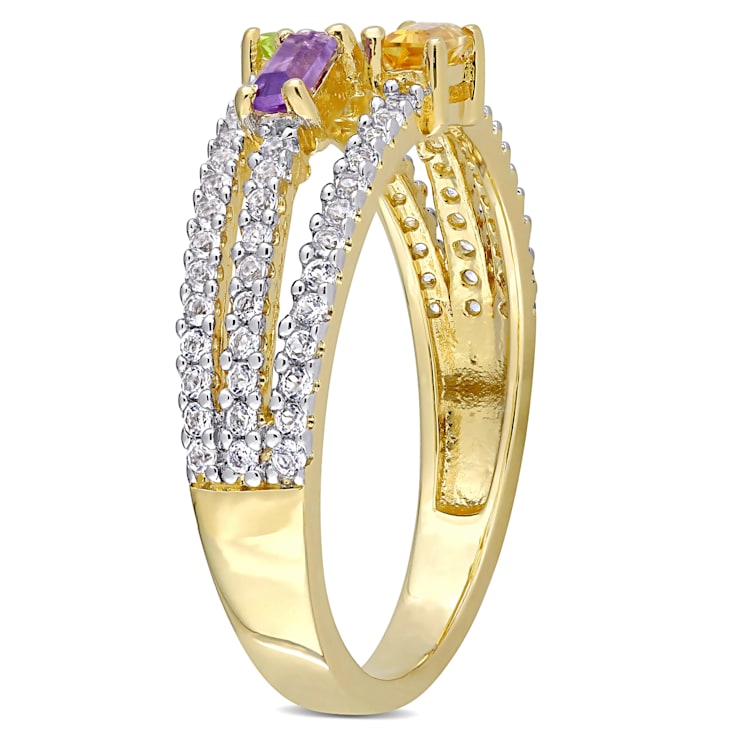 5/8 CTW Multi-Gemstone Ring in Yellow Plated Sterling Silver