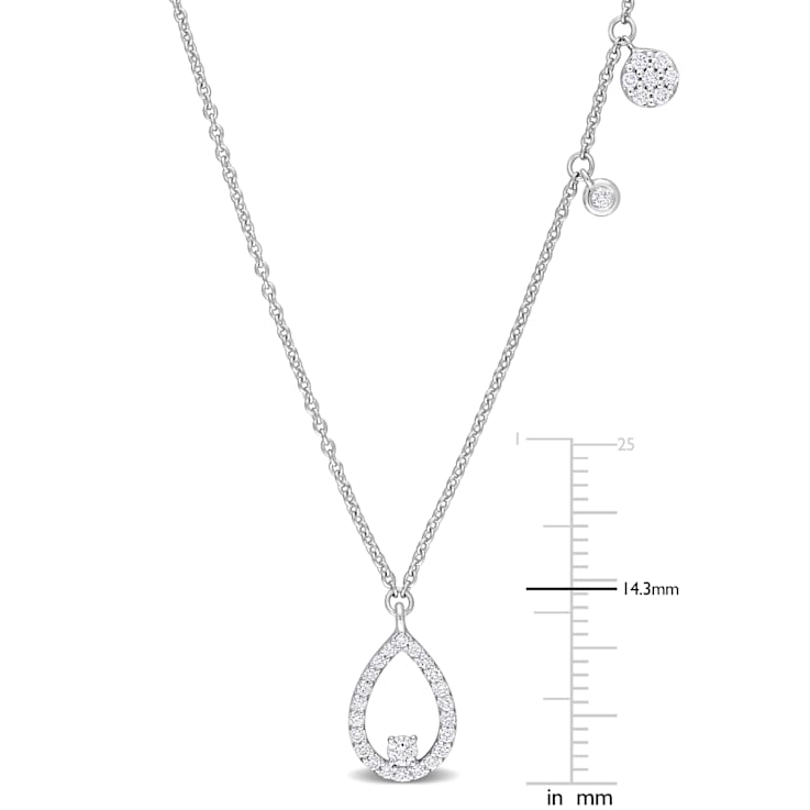 1/4 CT TW Diamond Station Necklace in 14K White Gold