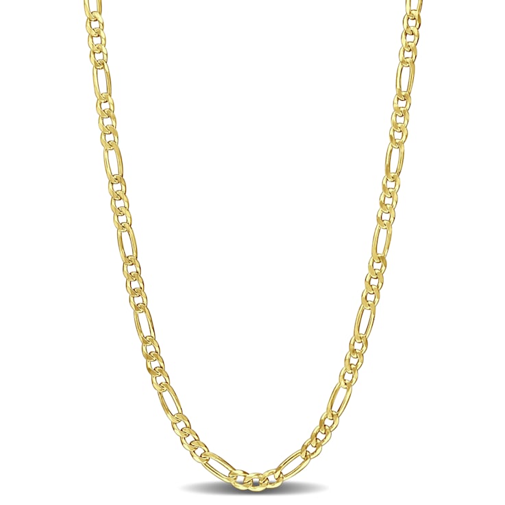 3.8MM Figaro Chain Necklace in Yellow Plated Sterling Silver