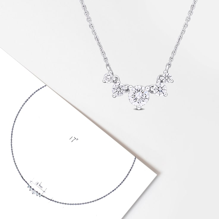5/8ctw Lab-Grown Diamond 5-Stone Necklace in 14K White Gold