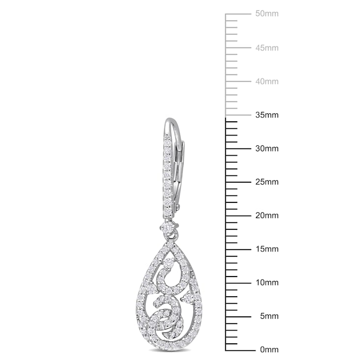 4/5 CT DEW Created Moissanite leverback Dangle Earrings in Sterling Silver