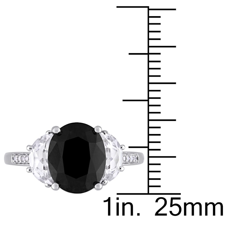 4 3/8 CTW Black Sapphire Created White Sapphire and Diamond Cocktail
Ring in Sterling Siver