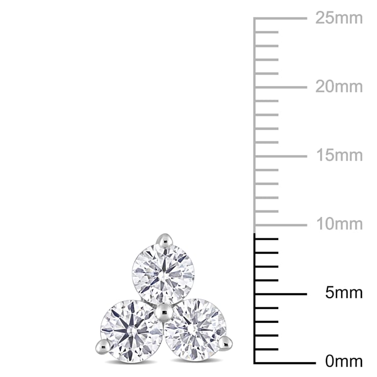 2 1/6 CT DEW Created Moissanite Three-Stone Stud Earrings in Sterling Silver