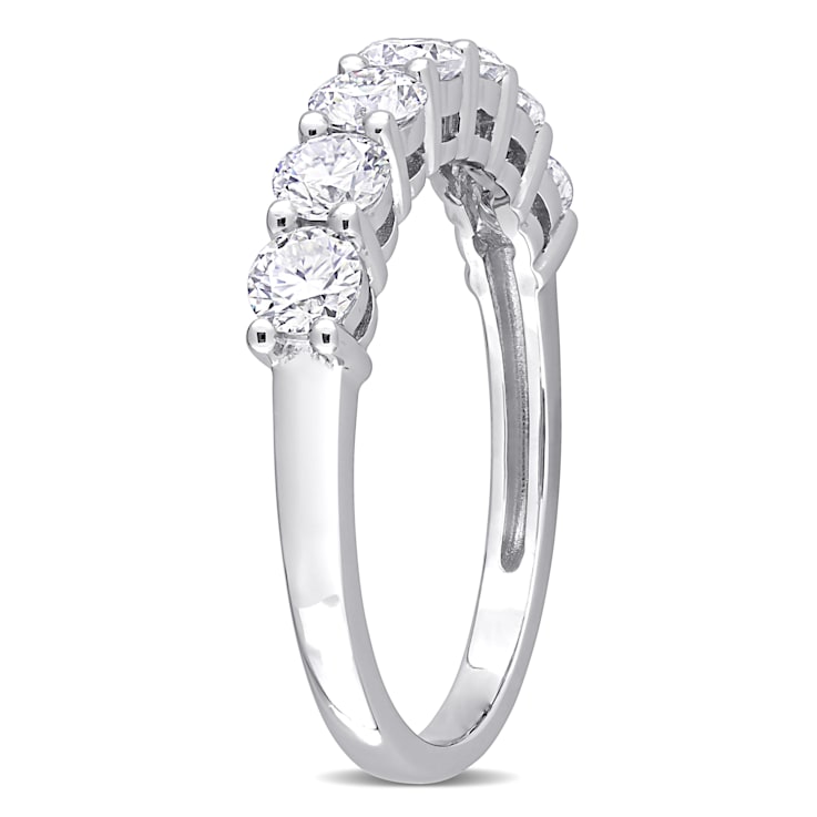 1 CT DEW Created Moissanite Semi Eternity Ring in 10K White Gold