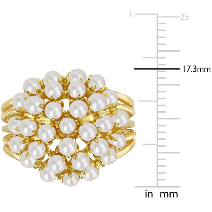 2-3MM Freshwater Cultured Pearl Split Shank Ring in Yellow Plated
Sterling Silver