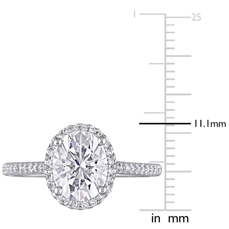 2 CT DEW Created Moissanite and 1/4 CT TW Diamond Halo Engagement Ring
in 14K Gold