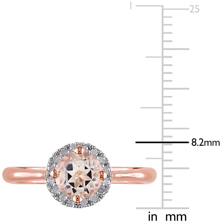 4/5 CTW Morganite and 1/10 CT TW Diamond Halo Ring in Rose Plated
Sterling Silver