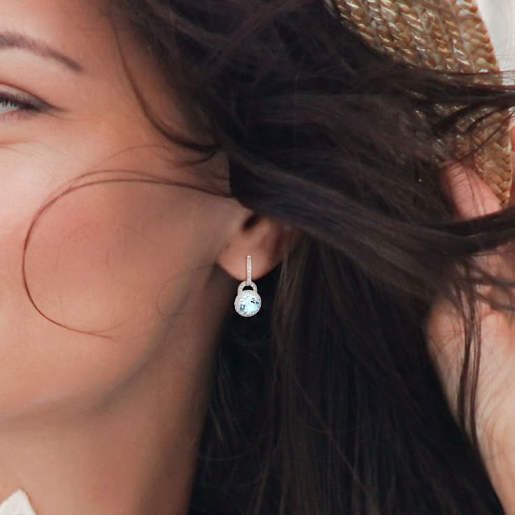 5 5/8 CT TGW White Topaz and Sky Blue Topaz Earrings in Sterling Silver