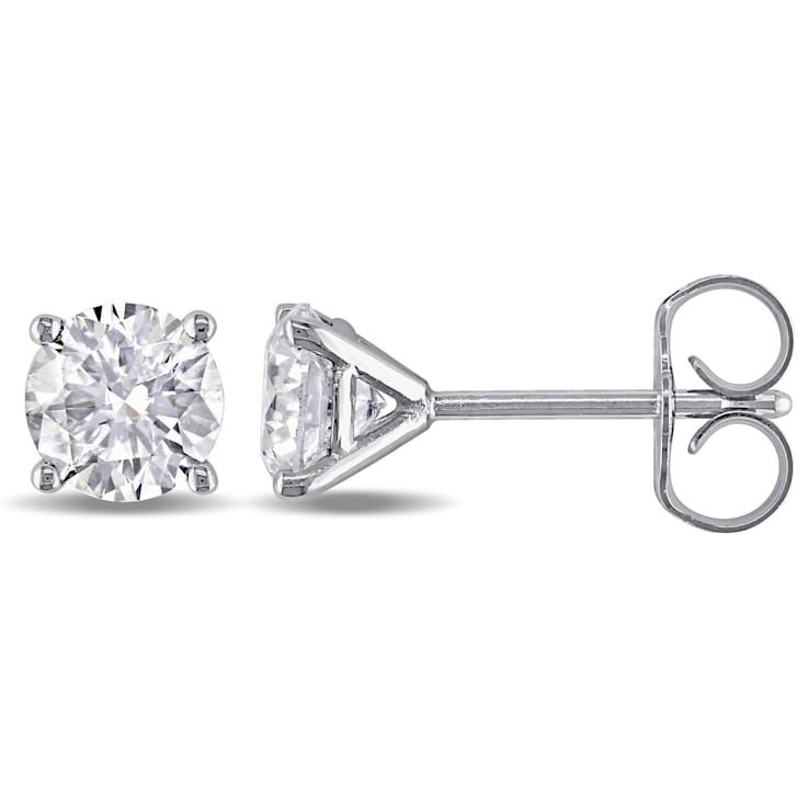 1 1/10 CT TW  Diamond Solitaire Stud Earrings in 14k White Gold