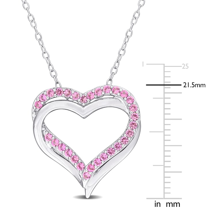 1/2 CT TGW Created Pink Sapphire Pendant with Chain in Sterling Silver