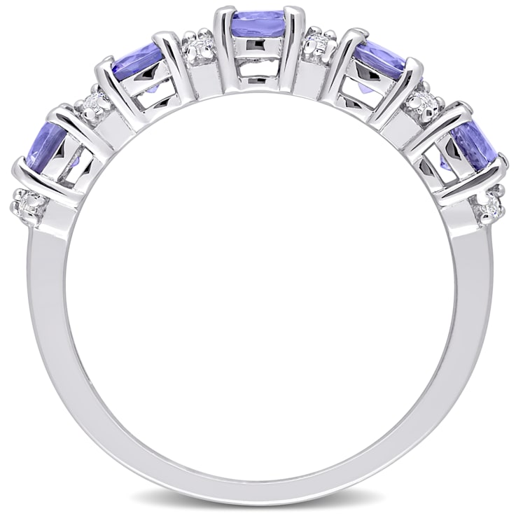 1 1/2 CTW Tanzanite and White Topaz Anniversary Style Band Ring in
Sterling Silver