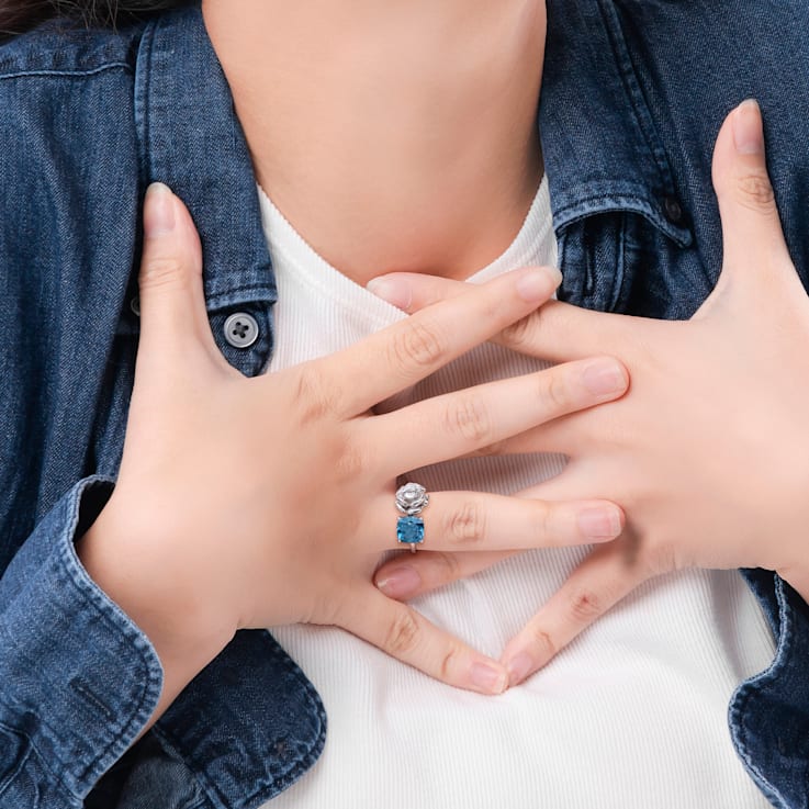 2 7/8 CT TGW London Blue and White Topaz 2-Stone Ring in Sterling Silver